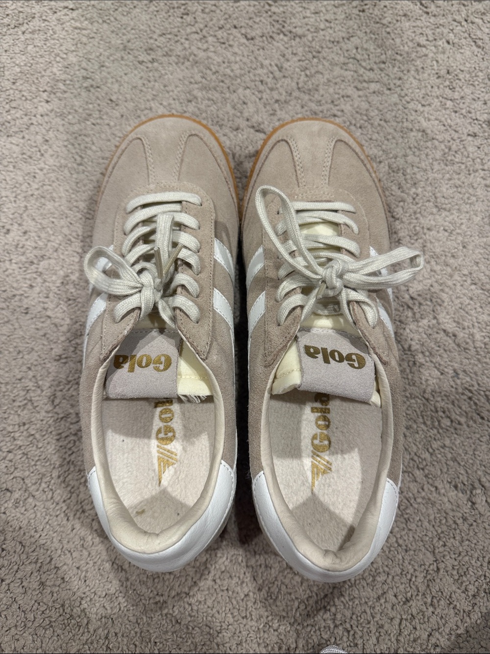 Gola Women’s Suede Lace-Up Sneakers in Beige and White